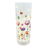 Quincy Glass LED Crackle Flower Pillar - Large